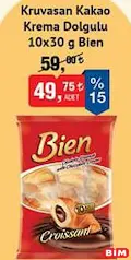 BİEN KRUVASAN KAKAO KREMA DOLGULU 10X30 G BİEN KRUVASAN KAKAO KREMA DOLGULU 10X30 G